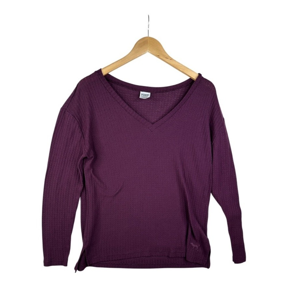 Pink by‎ Victoria's Secret V-neck Long Sleeve Shirt size XS Maroon